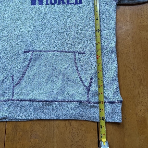 Wicked Sz M Authentic Pullover Hooded Sweatshirt Gray Purple Kangaroo Pocket - Picture 3 of 11